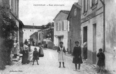 (3D) ancienne carte postale de la rue principale de Carignan-de-Bordeaux